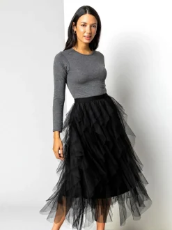 Jupe Roman élastique avec superposition en tulle