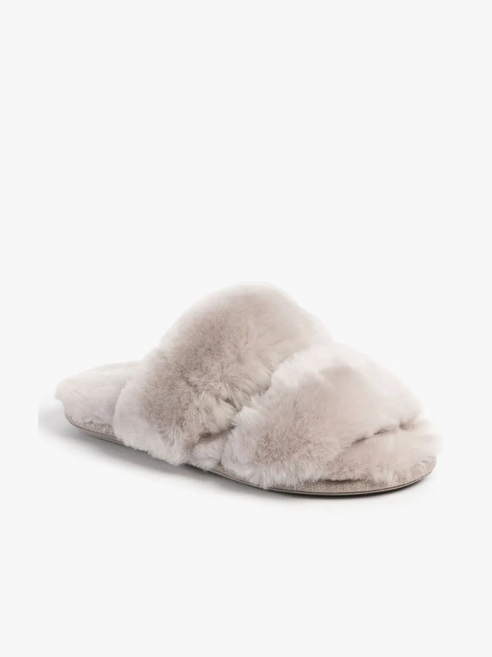 Just Sheepskin Curseur gris en peau de mouton à bout ouvert pour femme