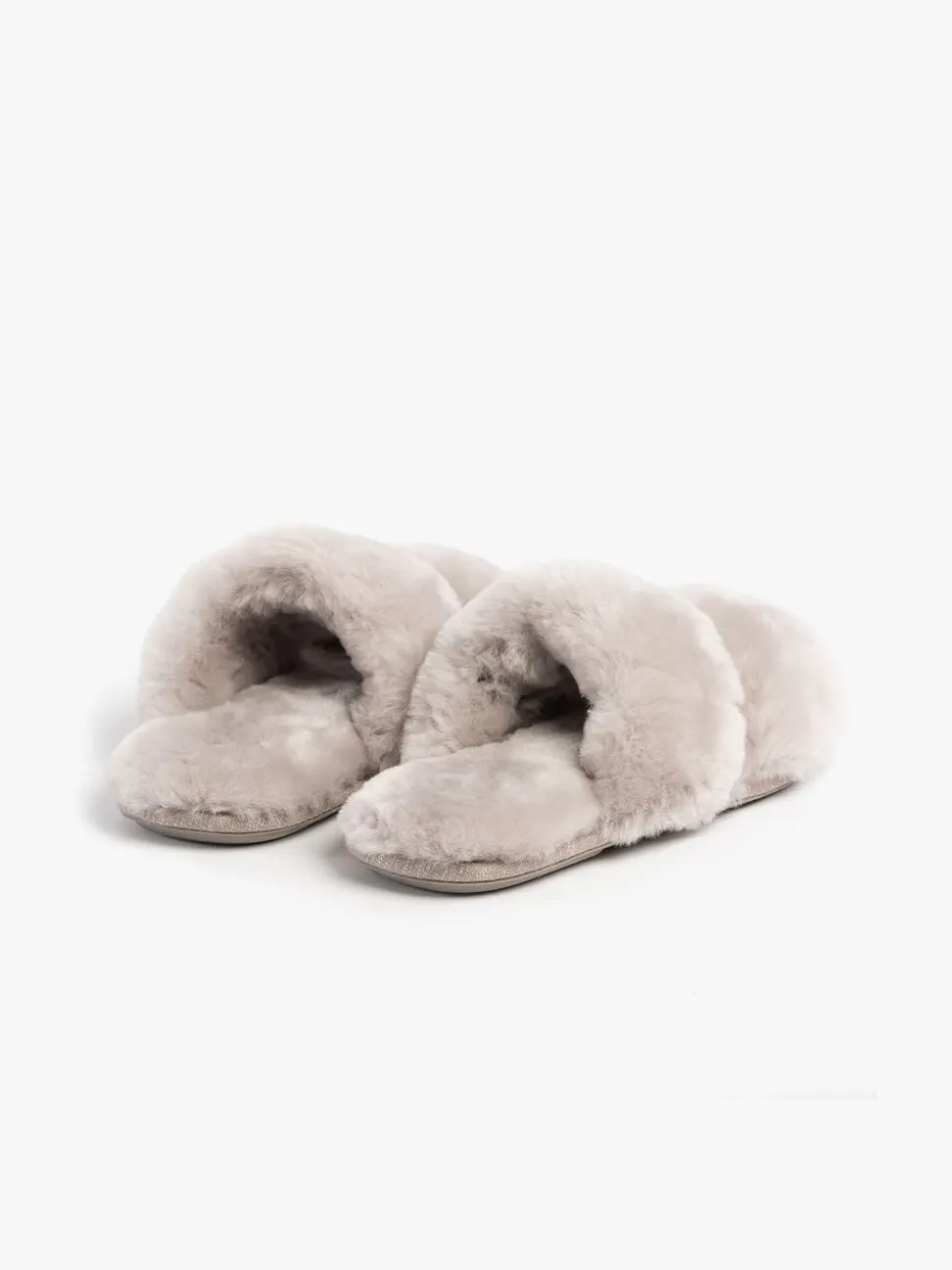 Just Sheepskin Curseur gris en peau de mouton à bout ouvert pour femme