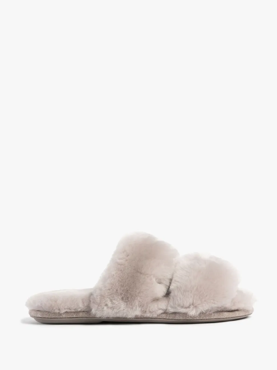 Just Sheepskin Curseur gris en peau de mouton à bout ouvert pour femme