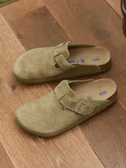kaki - Birkenstock Boston Sabots en daim
