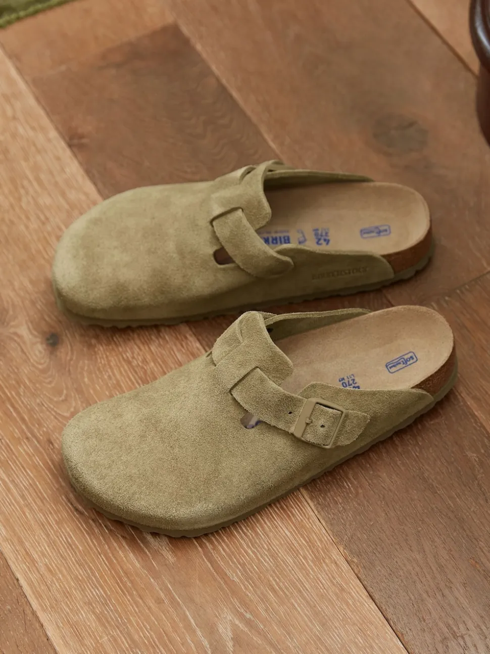 kaki - Birkenstock Boston Sabots en daim