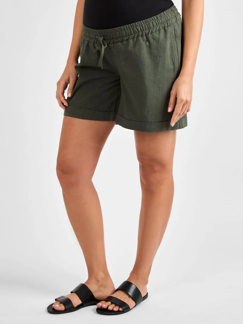 kaki - Jojo Maman Bébé Maternity Lin Blend Short