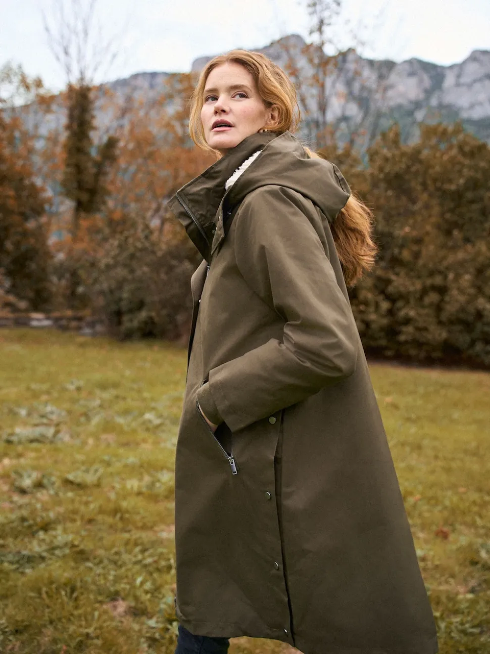 kaki - Parka de maternité et de bébé Seraphine 3 en 1 avec doublure en imitation peau de mouton