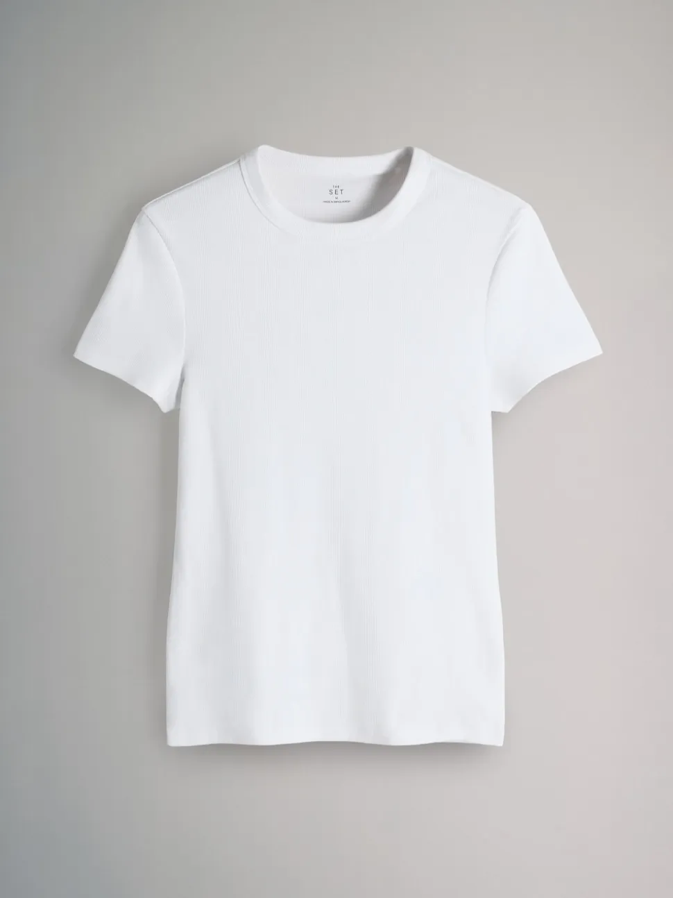 Kaki clair/pierre chaude/blanc - The Set lot de 3 t-shirts côtelés à manches courtes
