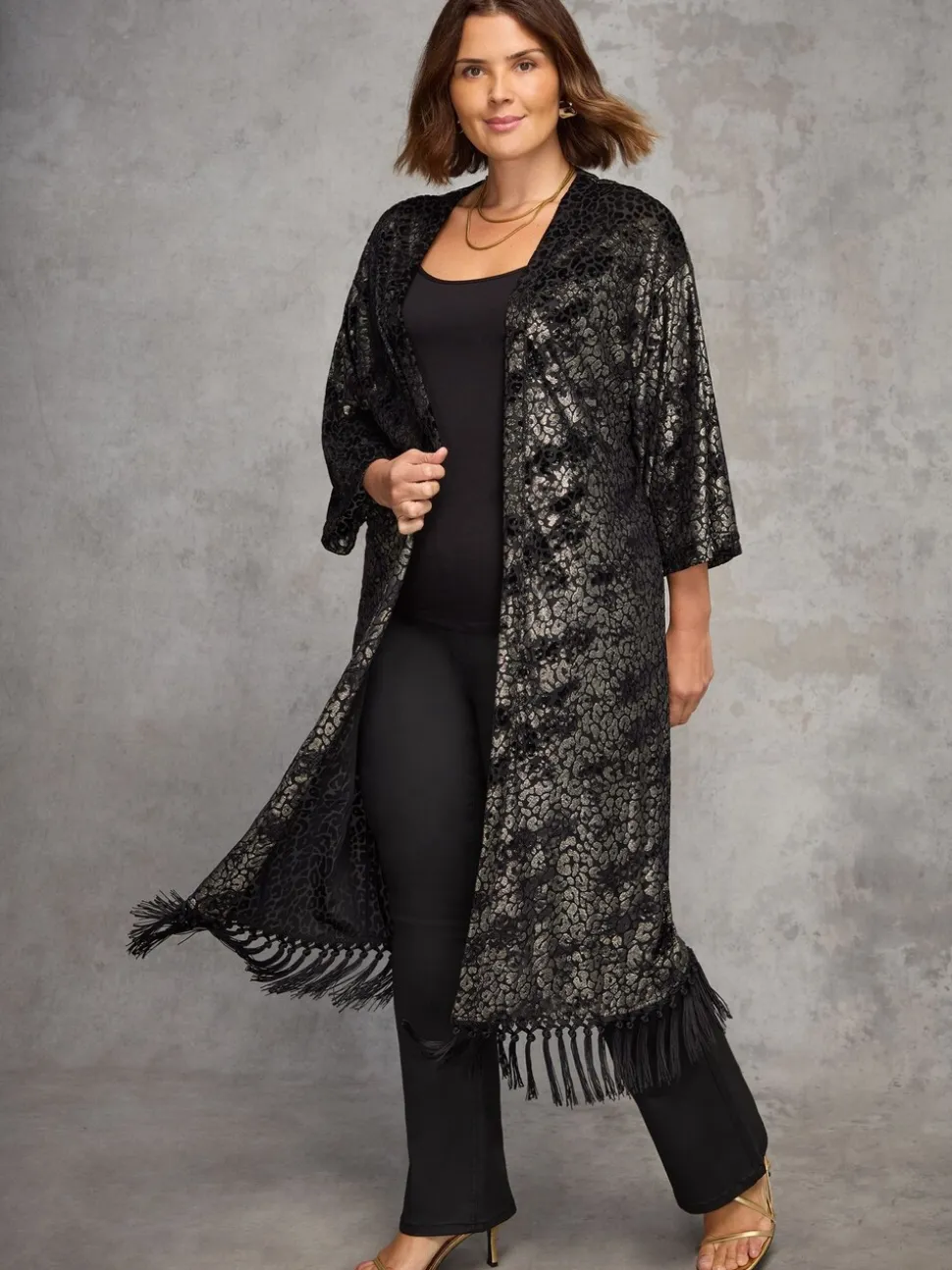 Kimono à franges longues Live Unlimited Devore