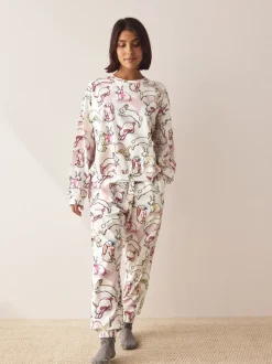 Lapin écru/rose - Pyjama à manches longues