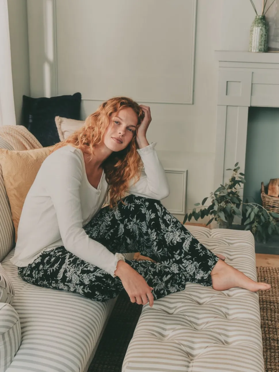 Laura Ashley Pyjama pointelle à manches longues