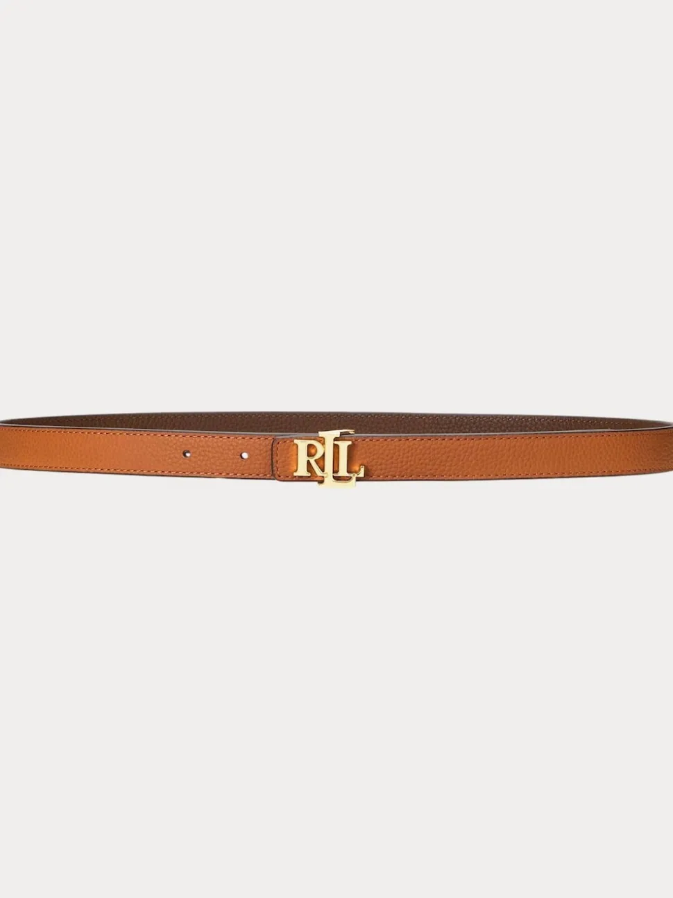 Lauren Fauve/Marron foncé - Lauren Ralph Lauren 1.9cm Ceinture réversible en cuir galet à logo skinny