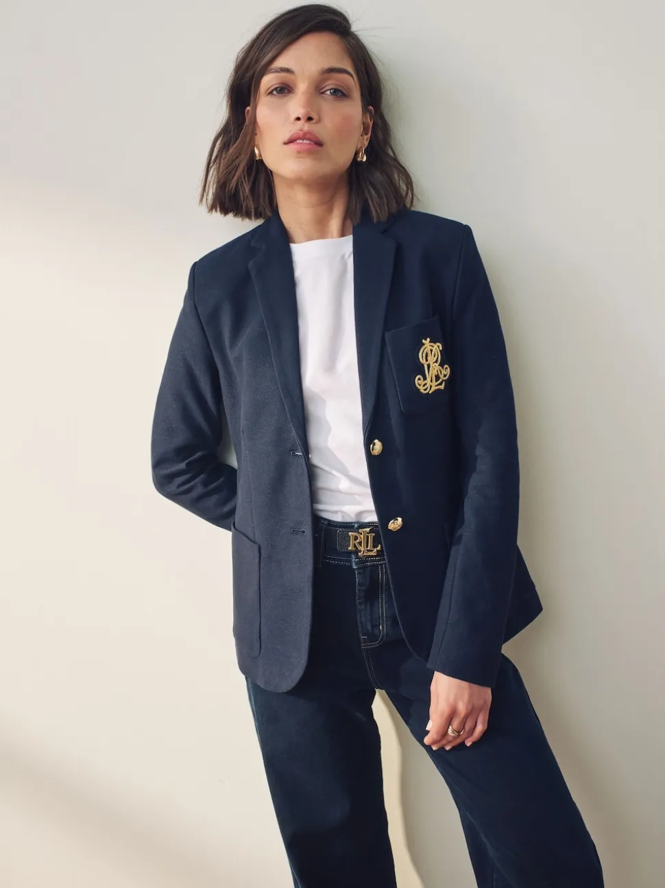 Lauren Marine - Blazer Lauren Ralph Lauren Anfisa en jacquard en lingot