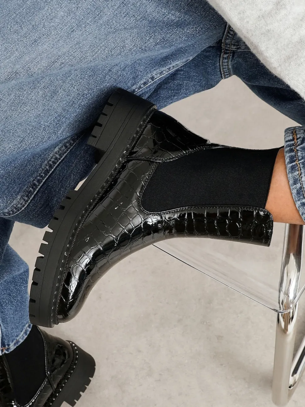 Linzi Landon Bottes épaisses en mélange de Crocs avec semelle à clous