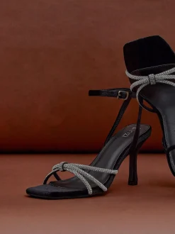 Linzi Polly - Sandales à talons stiletto avec nœud de diamants