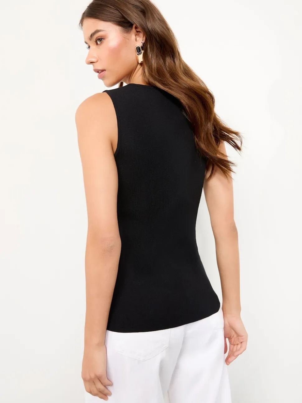Lipsy Gilet en maille boutonné avec patte simulée à col carré