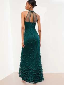 Lipsy Robe longue texturée à fleurs 3D haut de gamme