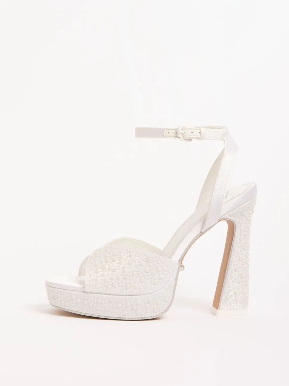 Lipsy Sandales à talons carrés en satin de Mariage avec ornements de perles