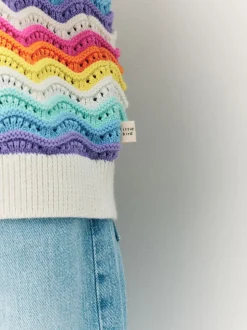 Little Bird by Jools Oliver Cardigan en maille à rayures ondulées pastel