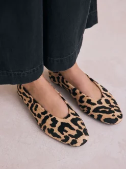 Léopard - Ballerines bout rond en cuir