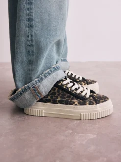 Léopard - Baskets épaisses en toile à lacets style baseball