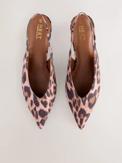 Léopard - Chaussures à talons chaton à bride arrière et bout pointu