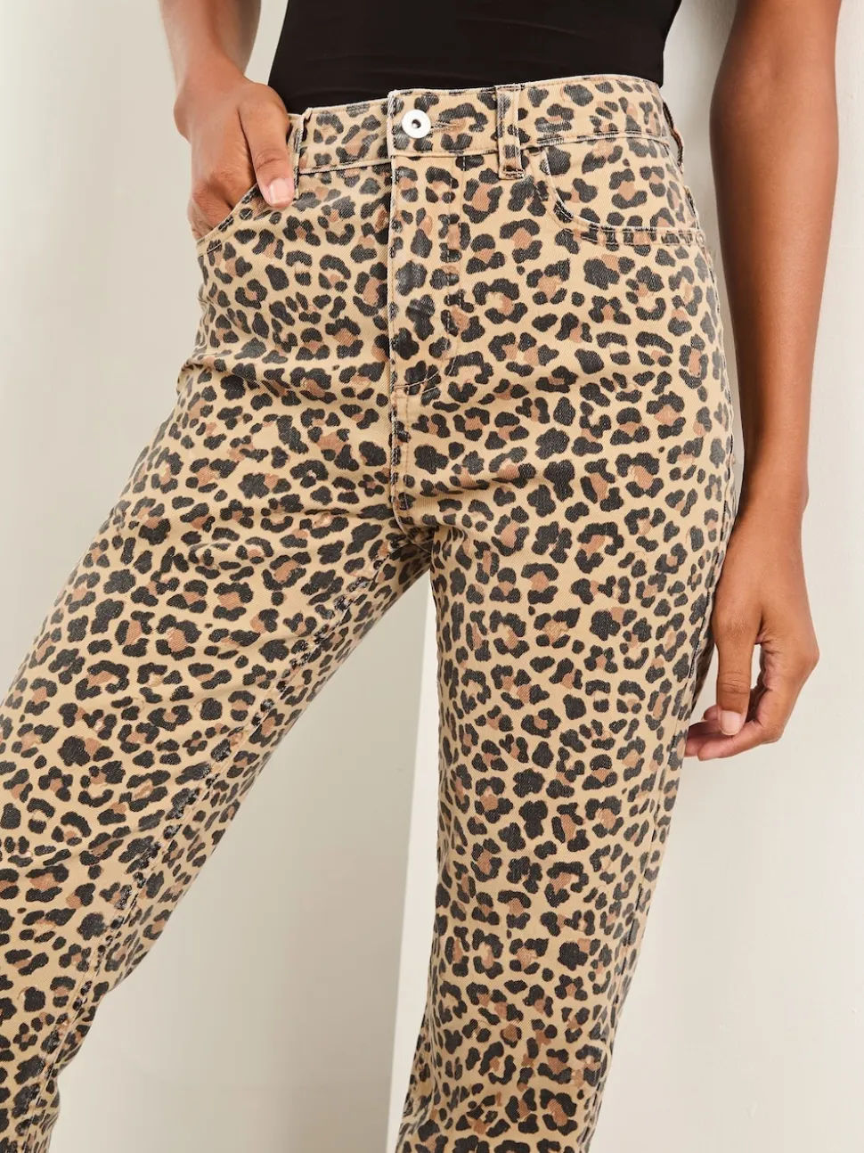 Léopard - Lipsy Jean droit taille haute