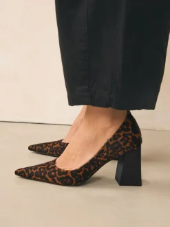 Léopard - Talons courts en cuir