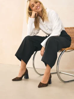 Léopard - Talons courts en cuir