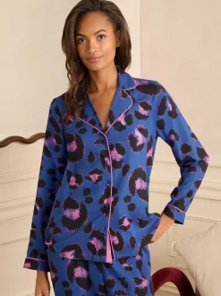 Léopard bleu - Ensemble pyjama Love & Roses à boutons