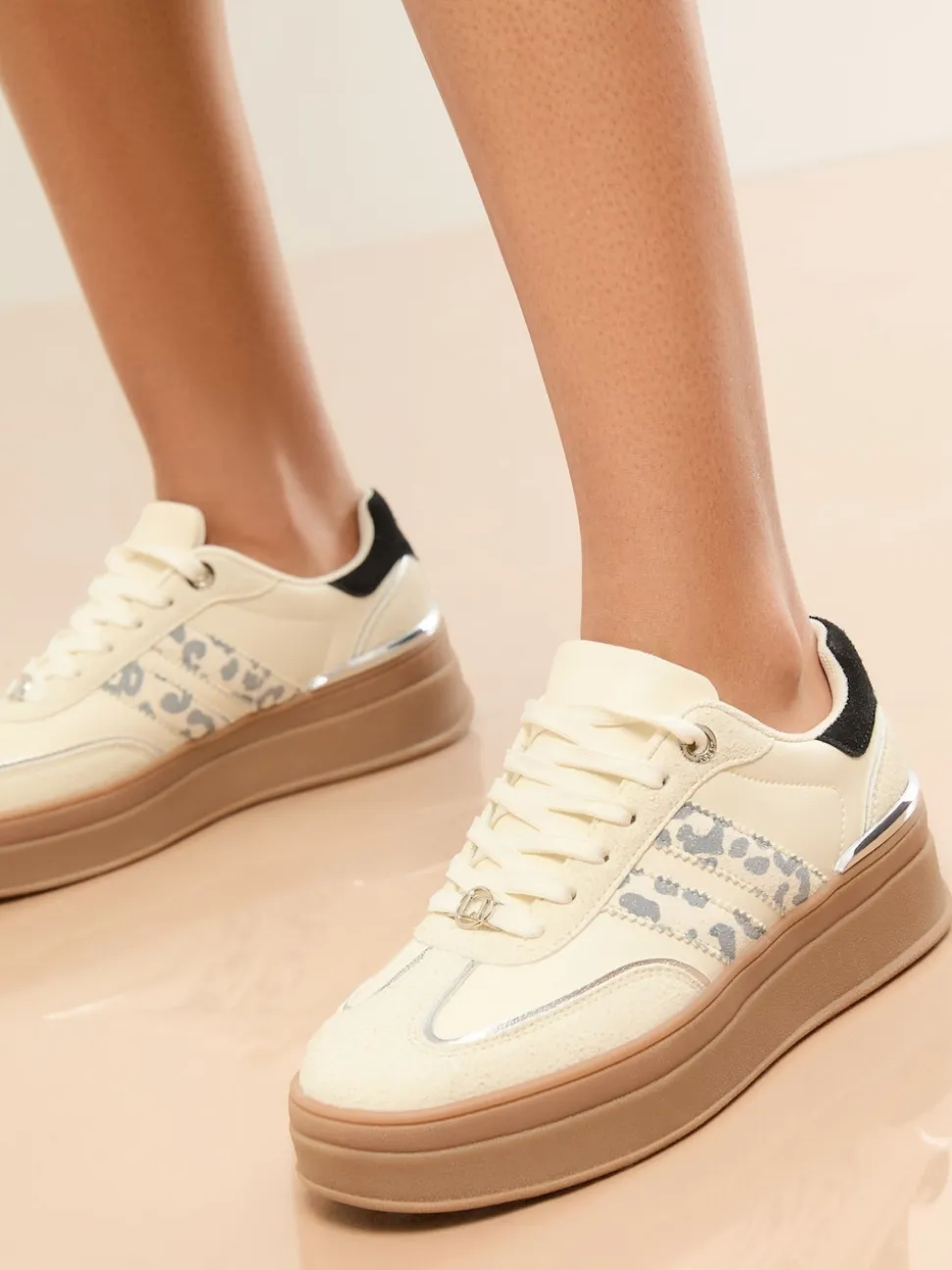 Léopard Off White - Baskets de sport Lipsy Imprimé sur le côté Rayé épaisses