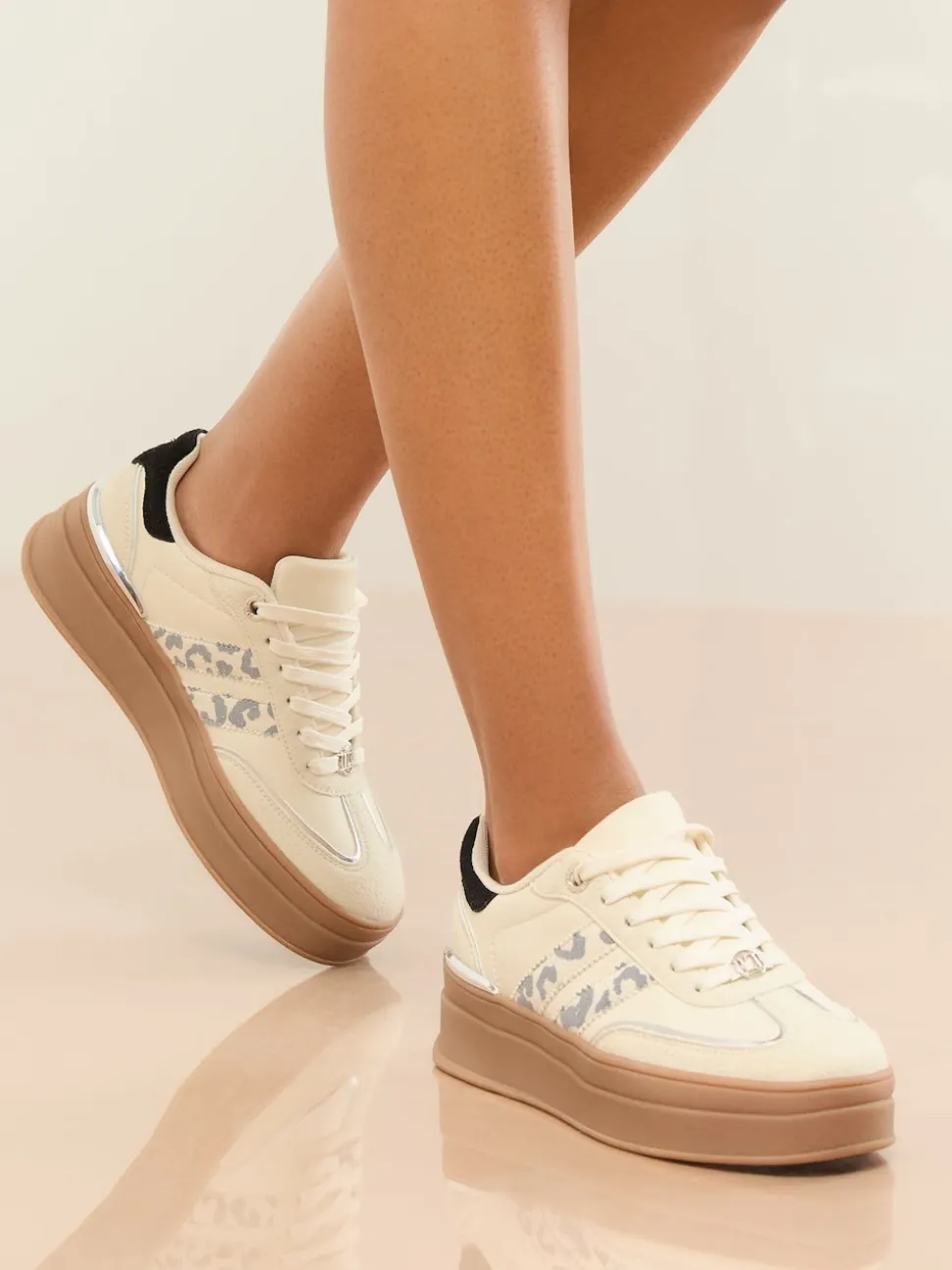 Léopard Off White - Baskets de sport Lipsy Imprimé sur le côté Rayé épaisses