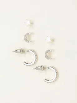 Lot de boucles d’oreilles FatFace étoile et lune