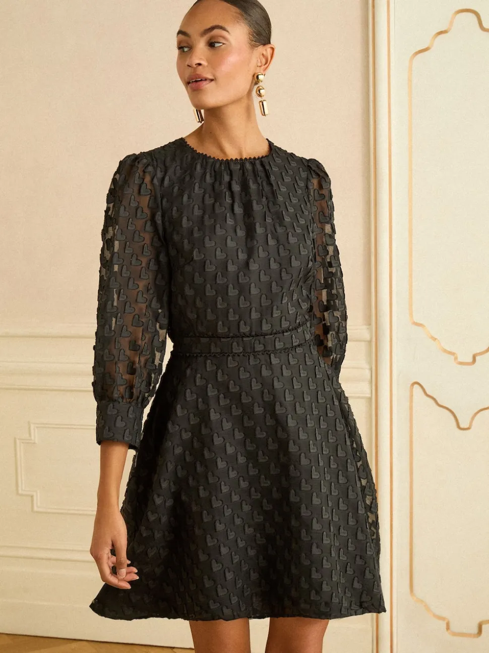 Love & Roses robe courte à col rond