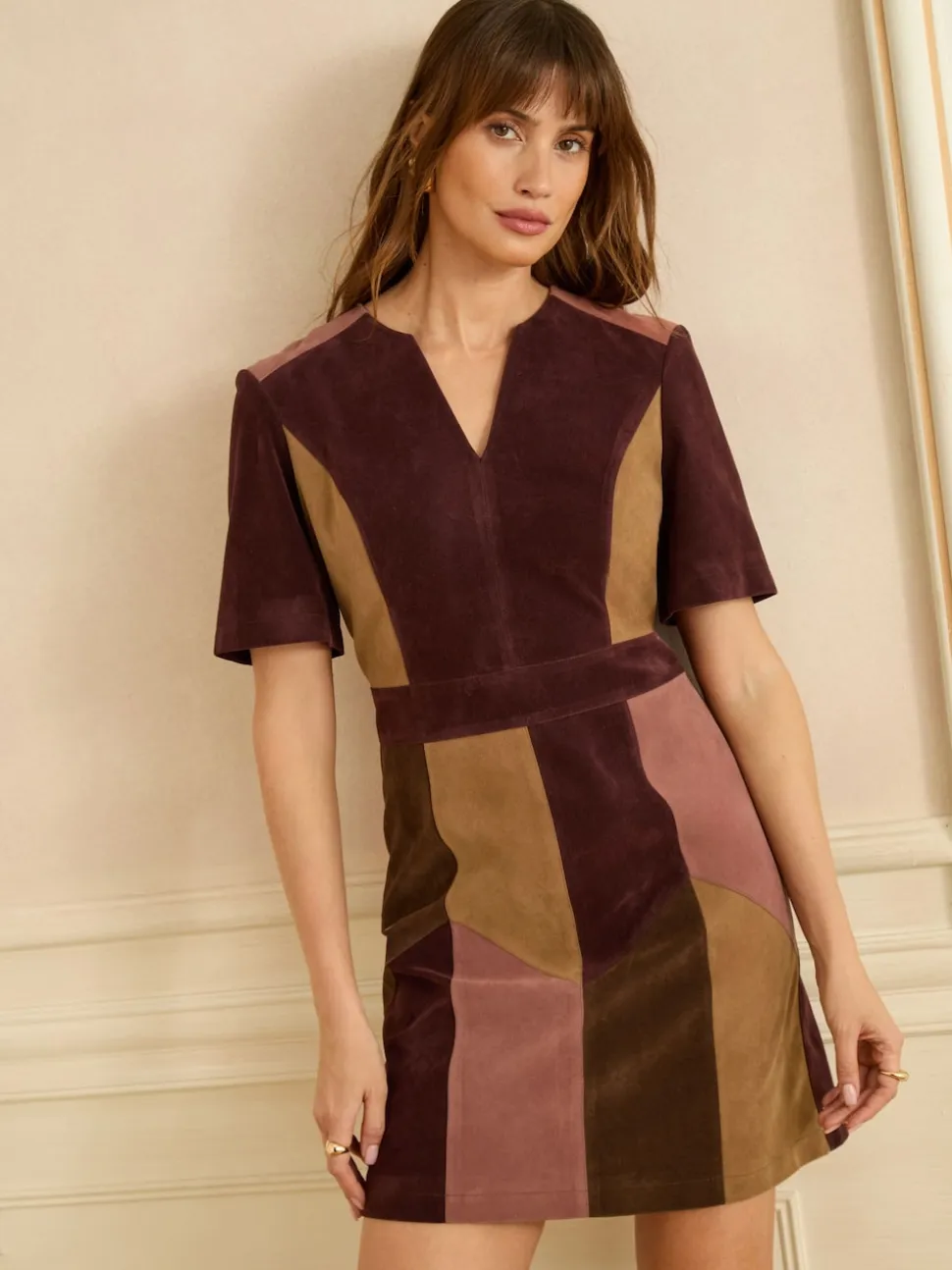 Love & Roses robe courte en faux daim mélangé