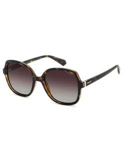 Lunettes de soleil Polaroid marron carrées ornées de bijoux
