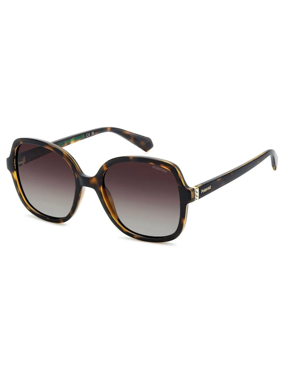 Lunettes de soleil Polaroid marron carrées ornées de bijoux