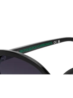 Lunettes de soleil Polaroid noires œil de chat avec ornements bijoux