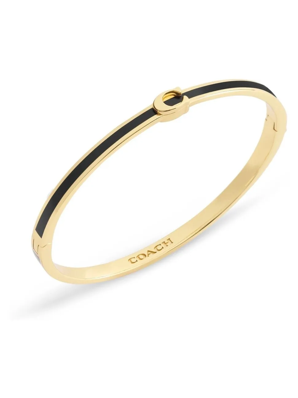 Émail noir - COACH bracelet en forme de C Signature