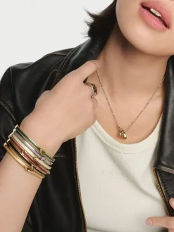 Émail noir - COACH bracelet en forme de C Signature
