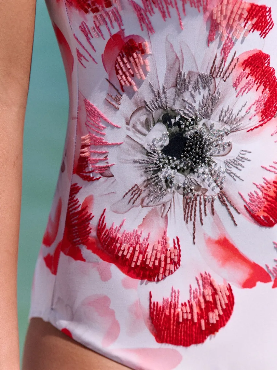 Maillot de bain B by Ted Baker Bandeau blanc fleuri avec perles