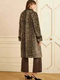 Manteau Love & Roses en fausse fourrure imprimé dalmatien avec col en similicuir