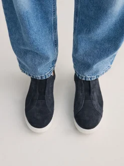 marine - Baskets Signature sans lacets en cuir haut de gamme