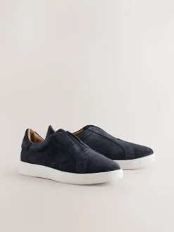 marine - Baskets Signature sans lacets en cuir haut de gamme