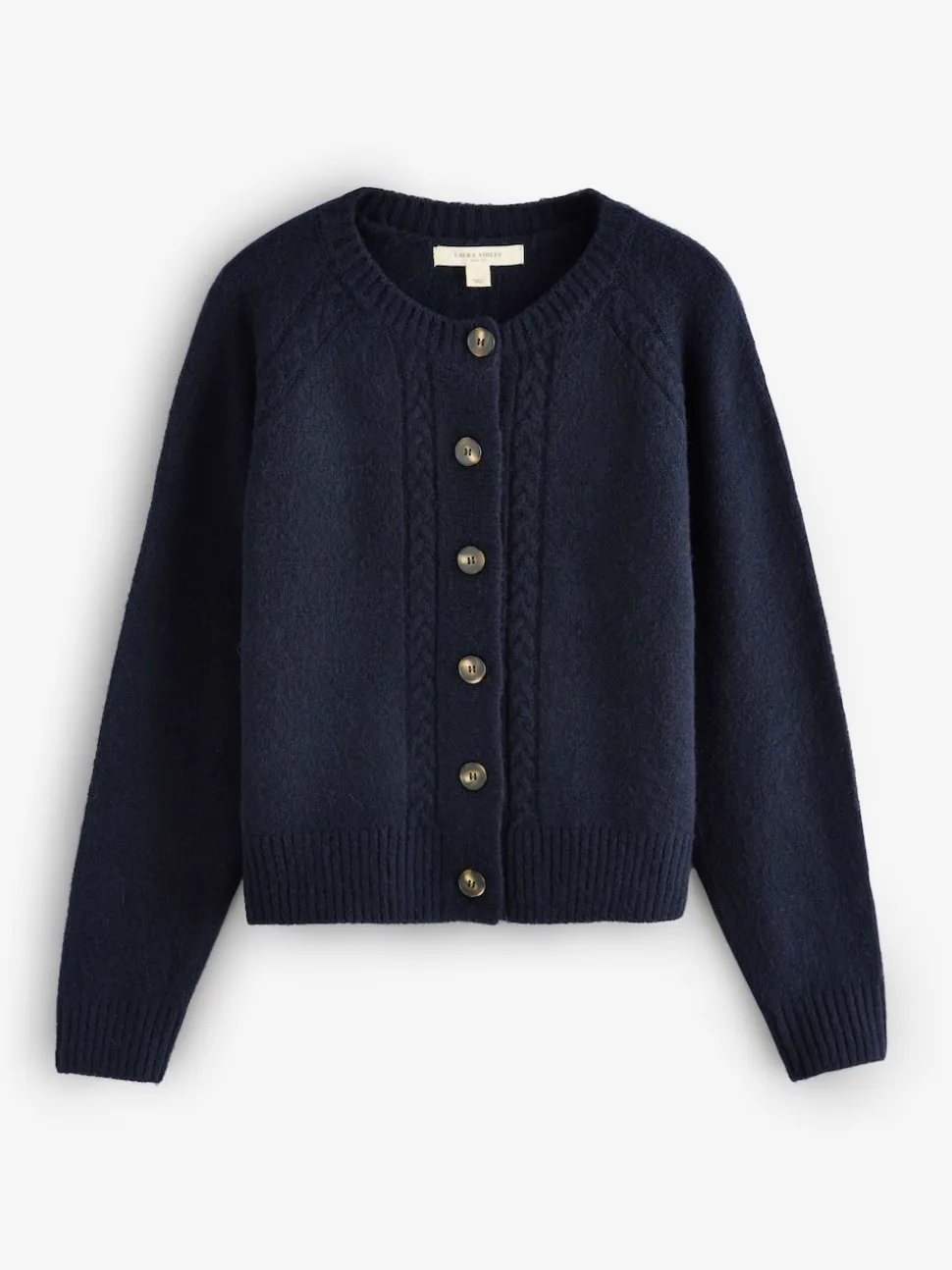 marine - Cardigan Laura Ashley en maille torsadée