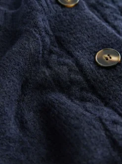 marine - Cardigan Laura Ashley en maille torsadée