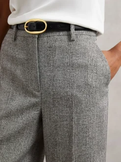 marine - Ceinture à boucle ovale en cuir verni Reiss Drew