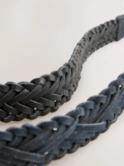 marine - Ceinture en cuir tressé à la main
