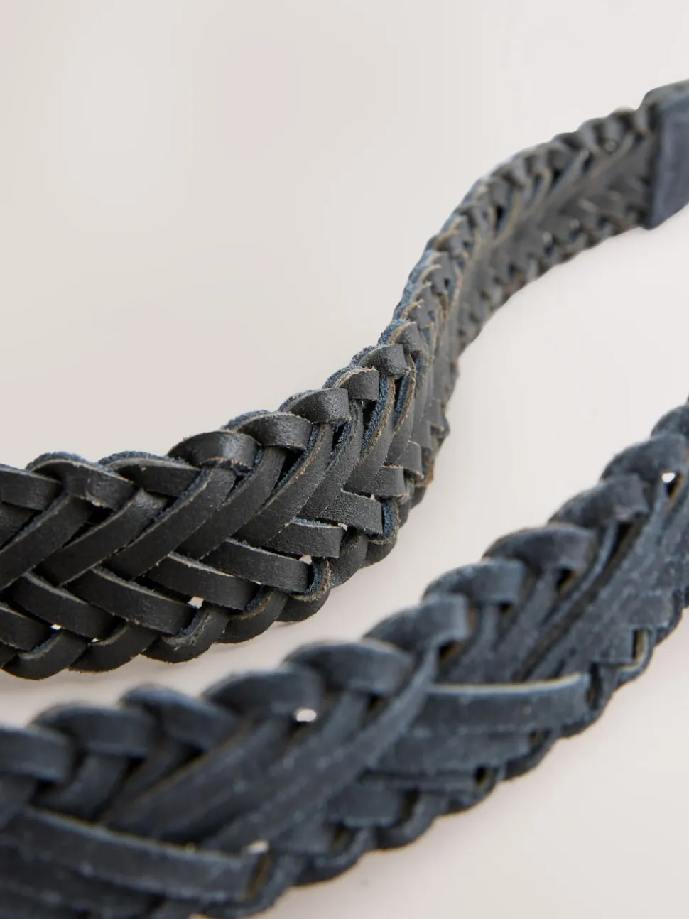 marine - Ceinture en cuir tressé à la main