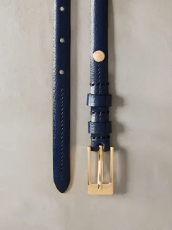 marine - Ceinture N. Premium Skinny Made In Italie en Cuir