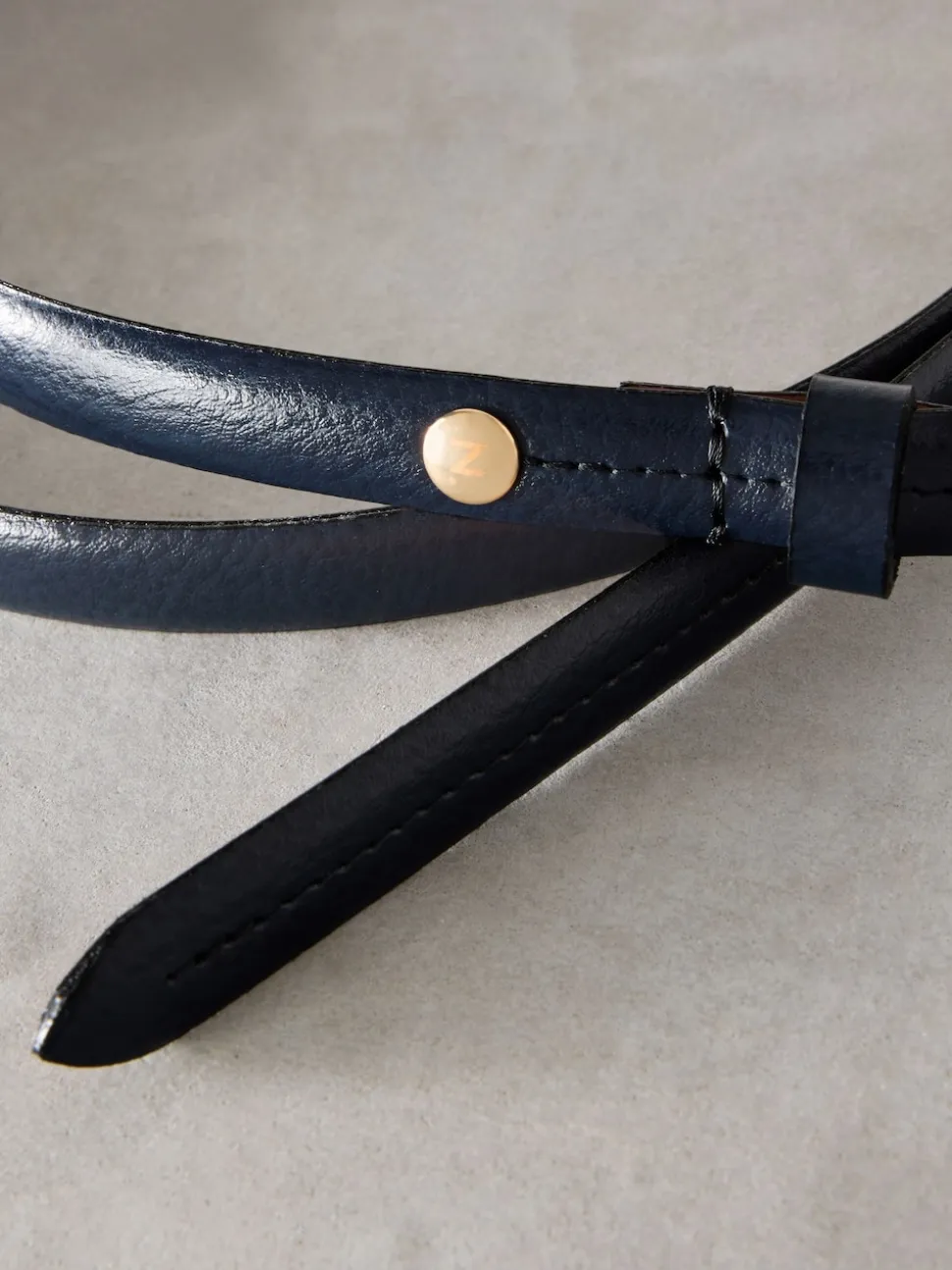 marine - Ceinture N. Premium Skinny Made In Italie en Cuir