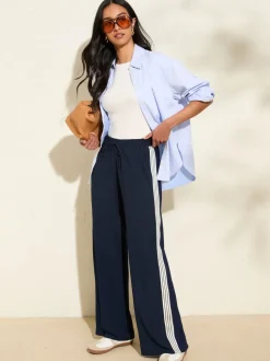 marine - Friends Like These Effet froissé Pantalon ample en jersey