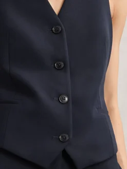 marine - Gilet Reiss Gabi en sergé à simple boutonnage